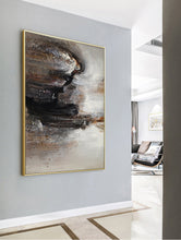 Load image into Gallery viewer, Black Grey Brown Abstract Painting Minimalist Art Dp124