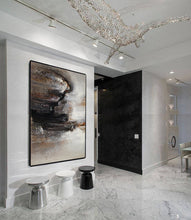 Load image into Gallery viewer, Black Grey Brown Abstract Painting Minimalist Art Dp124
