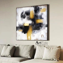 Load image into Gallery viewer, Gold Painting Black And White Abstract Painting Contemporary Art Ap037