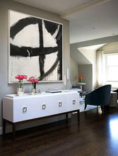 Load image into Gallery viewer, Black And White Abstract Art Painting Minimalist Painting Op025