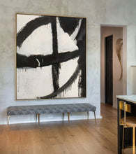 Load image into Gallery viewer, Black And White Abstract Art Painting Minimalist Painting Op025