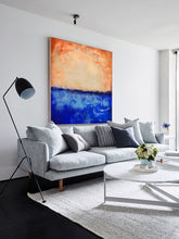 Load image into Gallery viewer, Deep Blue Abstract Canvas Painting Orange Sky Abstract Art Dp118