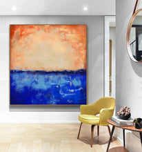 Load image into Gallery viewer, Deep Blue Abstract Canvas Painting Orange Sky Abstract Art Dp118