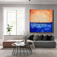 Load image into Gallery viewer, Deep Blue Abstract Canvas Painting Orange Sky Abstract Art Dp118