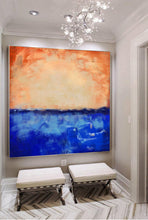 Load image into Gallery viewer, Deep Blue Abstract Canvas Painting Orange Sky Abstract Art Dp118