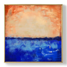 Load image into Gallery viewer, Deep Blue Abstract Canvas Painting Orange Sky Abstract Art Dp118