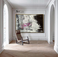 Load image into Gallery viewer, Black And White Pink Abstract Painting Big Contemporary Art Ap003