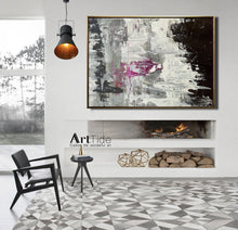 Load image into Gallery viewer, Black And White Pink Abstract Painting Big Contemporary Art Ap003
