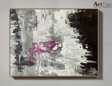 Load image into Gallery viewer, Black And White Pink Abstract Painting Big Contemporary Art Ap003