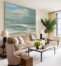 Load image into Gallery viewer, Sea Abstract Painting White Waves Texture Painting Qp059