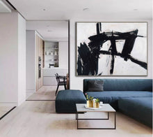 Load image into Gallery viewer, Large Black And White Abstract Painting Minimalist Painting Cp025