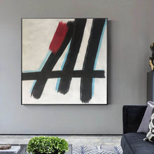 Load image into Gallery viewer, Black and White Abstract Painting Red Modern Art Yp065