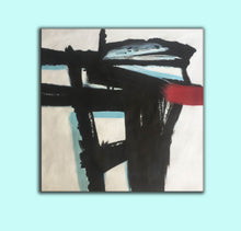 Load image into Gallery viewer, Large Black and White Red Abstract Art on Canvas Modern Wall Art YP014