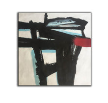 Load image into Gallery viewer, Large Black and White Red Abstract Art on Canvas Modern Wall Art YP014