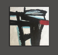 Load image into Gallery viewer, Large Black and White Red Abstract Art on Canvas Modern Wall Art YP014
