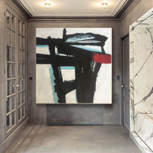 Load image into Gallery viewer, Large Black and White Red Abstract Art on Canvas Modern Wall Art YP014