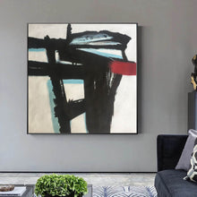 Load image into Gallery viewer, Large Black and White Red Abstract Art on Canvas Modern Wall Art YP014