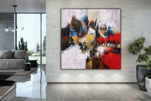 Load image into Gallery viewer, Red Yellow Brown Abstract Painting on Canvas Acrylics Painting Qp033