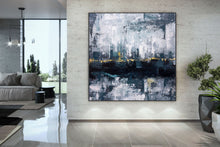 Load image into Gallery viewer, Deep Green Gray Gold Abstract Canvas Painting Fp054