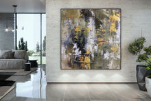 Load image into Gallery viewer, Gold White Brown Abstract Painting Large Office Art Fp064