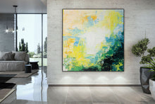 Load image into Gallery viewer, Green Yellow White Abstract Wall Art Bright Painting Art Qp018