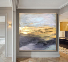 Load image into Gallery viewer, Gold Leaf Art Painting Gray Abstract Painting For Living Room Office Ap073