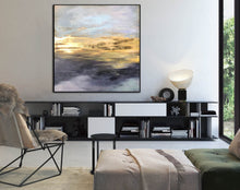 Load image into Gallery viewer, Gold Leaf Art Painting Gray Abstract Painting For Living Room Office Ap073