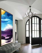 Load image into Gallery viewer, Blue Purple Yellow Gold Abstract Painting Abstract Landscape Dp055