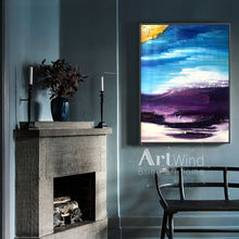 Load image into Gallery viewer, Blue Purple Yellow Gold Abstract Painting Abstract Landscape Dp055