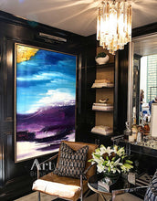 Load image into Gallery viewer, Blue Purple Yellow Gold Abstract Painting Abstract Landscape Dp055