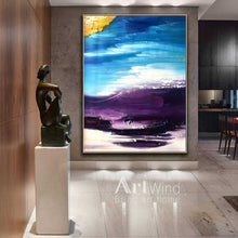 Load image into Gallery viewer, Blue Purple Yellow Gold Abstract Painting Abstract Landscape Dp055