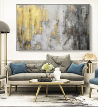Load image into Gallery viewer, Grey White Gold Abstract Painting on Canvas Original Artwork Op009