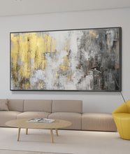 Load image into Gallery viewer, Grey White Gold Abstract Painting on Canvas Original Artwork Op009