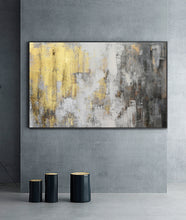 Load image into Gallery viewer, Grey White Gold Abstract Painting on Canvas Original Artwork Op009
