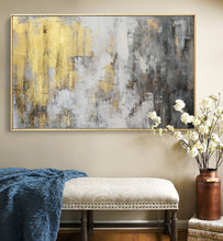 Load image into Gallery viewer, Grey White Gold Abstract Painting on Canvas Original Artwork Op009