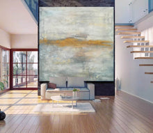 Load image into Gallery viewer, Gray Yellow Gold Abstract Painting Original Office Painting Yp056