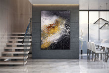 Load image into Gallery viewer, Black And White Palette Knife Painting Yellow Modern Wall Decor Fp070