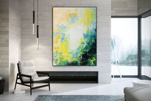 Load image into Gallery viewer, Green Yellow White Abstract Wall Art Bright Painting Art Qp018