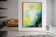 Load image into Gallery viewer, Green Yellow White Abstract Wall Art Bright Painting Art Qp018