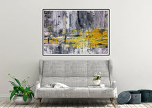 Load image into Gallery viewer, Black And White Abstract Painting Yellow Knife Painting Fp086