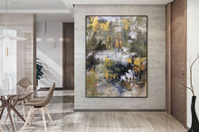 Load image into Gallery viewer, Gold White Brown Abstract Painting Large Office Art Fp064