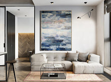 Load image into Gallery viewer, Navy Blue White Abstract Painting Texture Abstract Art Np005