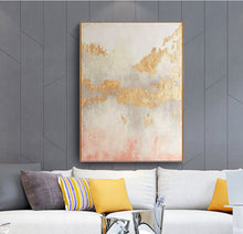 Load image into Gallery viewer, Pink and Gold Abstract Art Big Painting for Living Room Op076