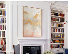 Load image into Gallery viewer, Pink and Gold Abstract Art Big Painting for Living Room Op076