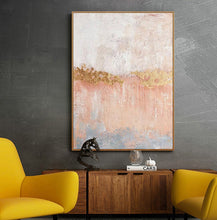Load image into Gallery viewer, Pink White Gold Abstract Painting on Canvas Yellow Abstract Painting Cp015
