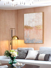 Load image into Gallery viewer, Pink White Gold Abstract Painting on Canvas Yellow Abstract Painting Cp015