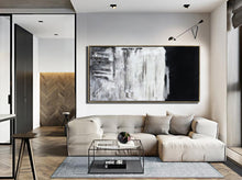 Load image into Gallery viewer, Black and White Painting on Canvas Grey Minimalist Painting Op007