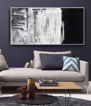Load image into Gallery viewer, Black and White Painting on Canvas Grey Minimalist Painting Op007
