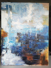 Load image into Gallery viewer, Dark Blue White Brown Abstract Painting Huge Art NP048