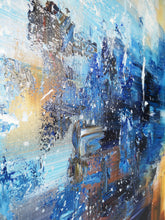 Load image into Gallery viewer, Dark Blue White Brown Abstract Painting Huge Art NP048